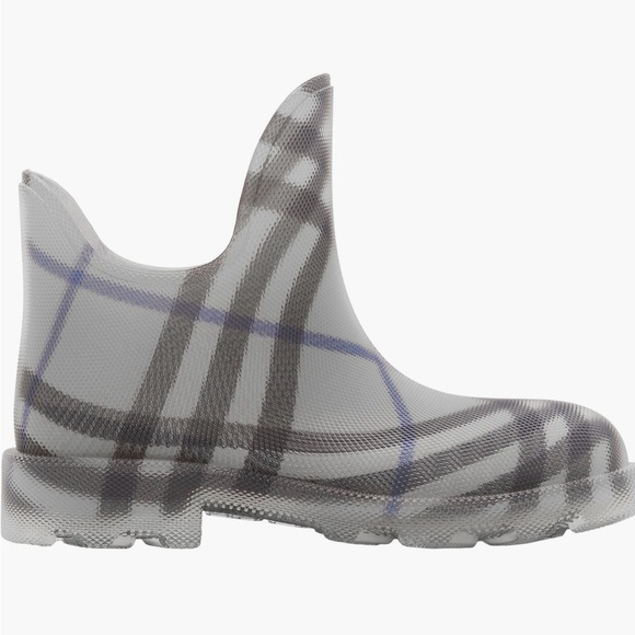 Burberry Check Textured Ankle Rubber Wellie Boot Size 8 - Picture 4 of 7
